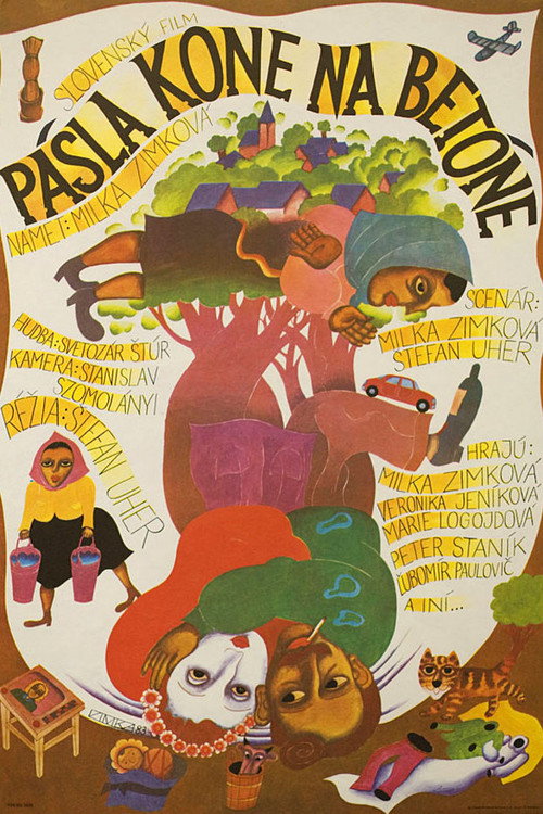 Pásla kone na betóne — постер